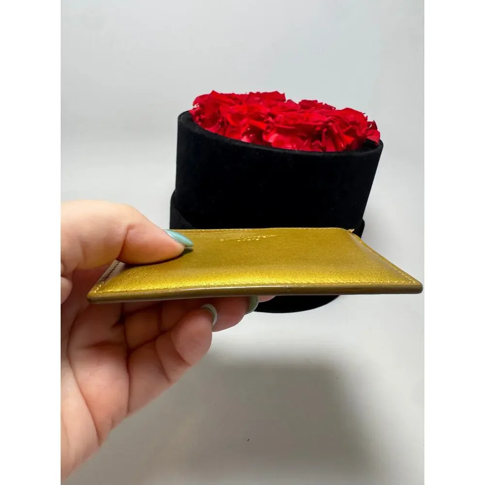 Saint Laurent Gold Leather Card Holder